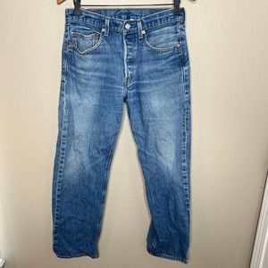 Levi's Mens 501 32x34 Medium Wash Blue Jeans Original Fit Button Fly Cotton